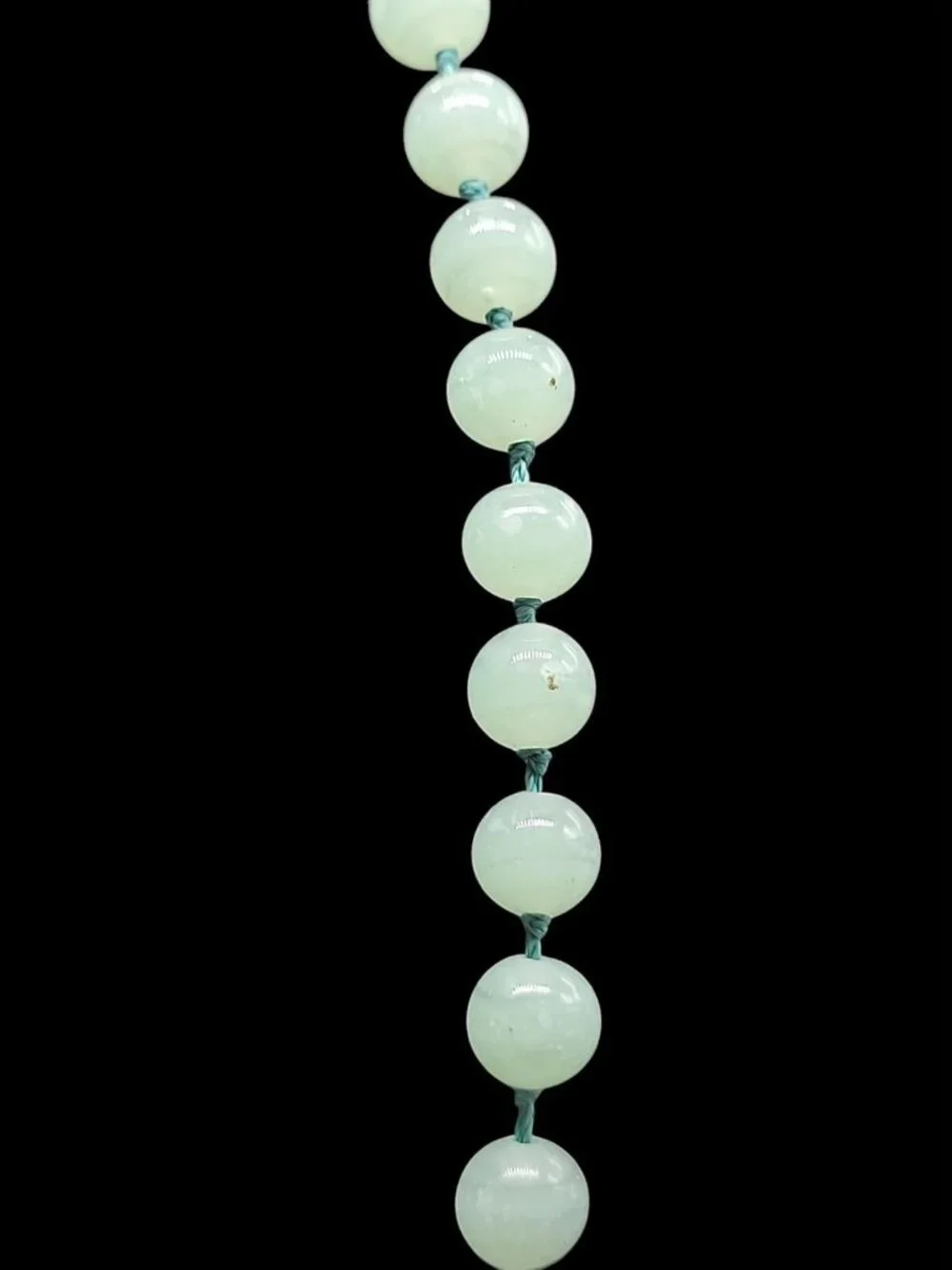 Vintage Les Bernard Signed Jade Bead Necklace Hand Knotted Barrel Clasp 34" - Picture 5 of 12
